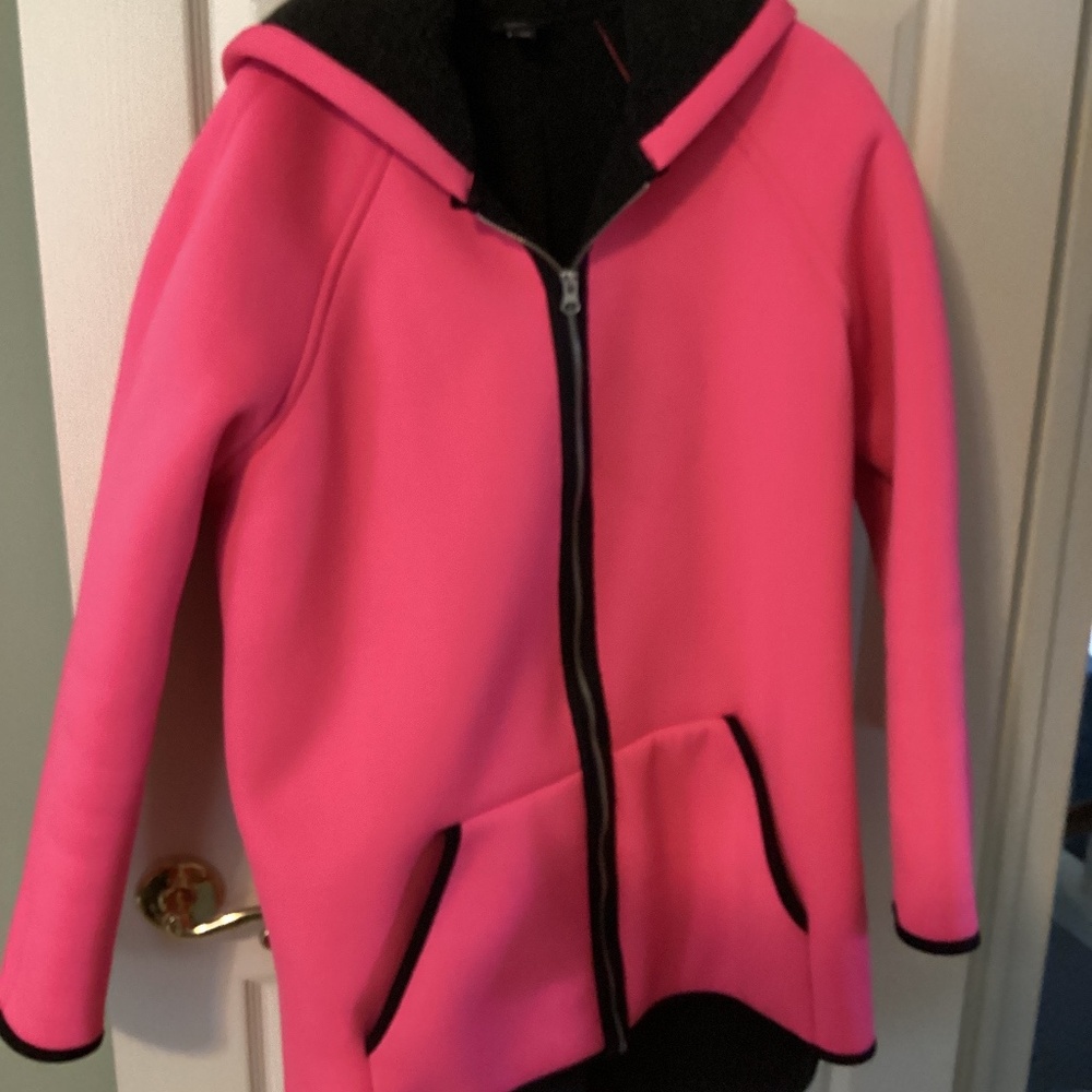 Ana neoprene like polyester zip front jacket